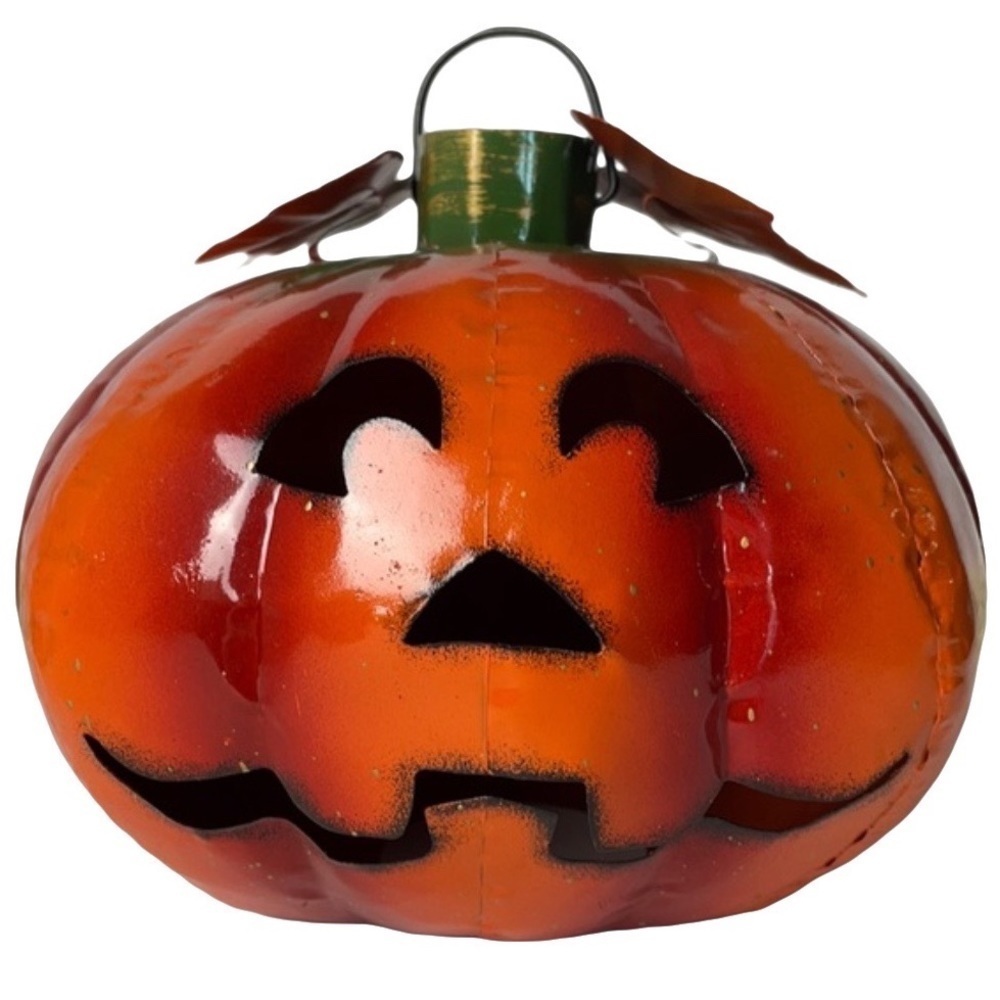 Metal Tin Art Jack-O-Lantern Pumpkin